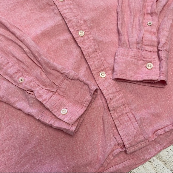 Banana Republic Soft Pink Linen Casual Button-Down Shirt Large - Picture 4 of 9
